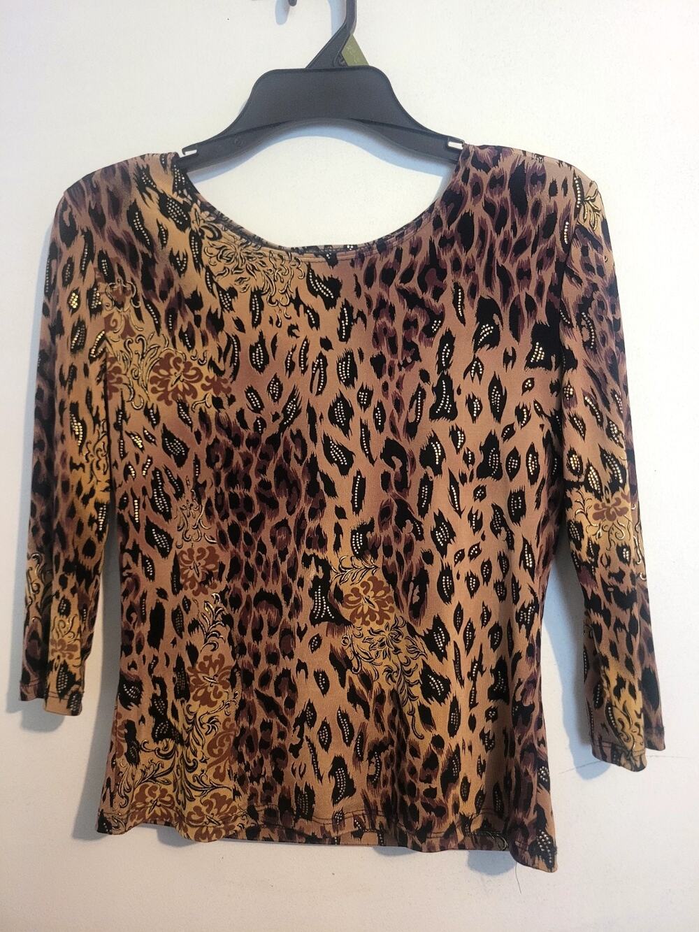 Women's Petite (PM) Animal Print 3/4 Sleeve Top| Maximalist Vintage Revival Bold